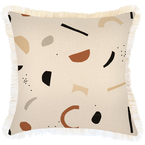 Cushion Cover-Coastal Fringe Natural-Coastal Coral Beige-35cm x 50cm