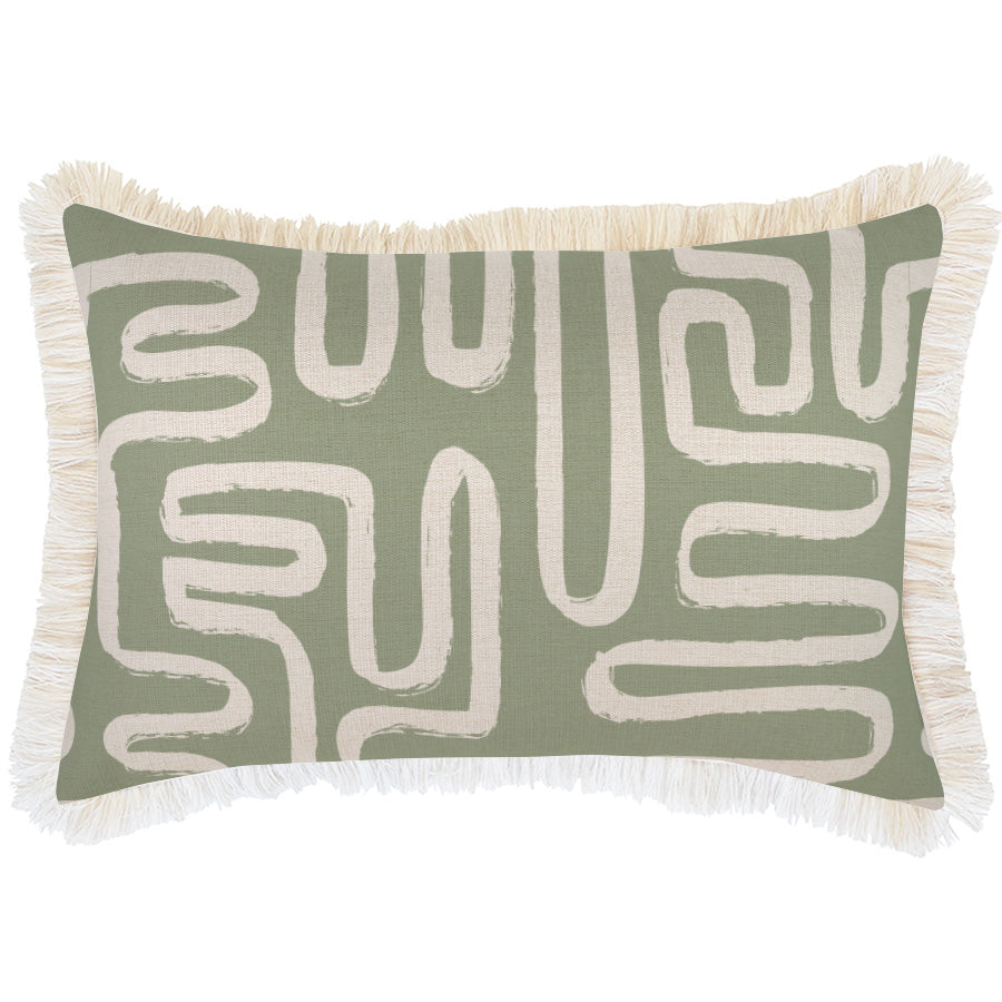 Cushion Cover-Coastal Fringe-Maze Sage-35cm x 50cm