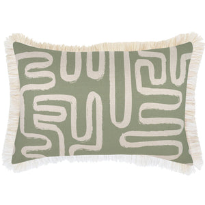 Cushion Cover-Coastal Fringe-Maze Sage-35cm x 50cm