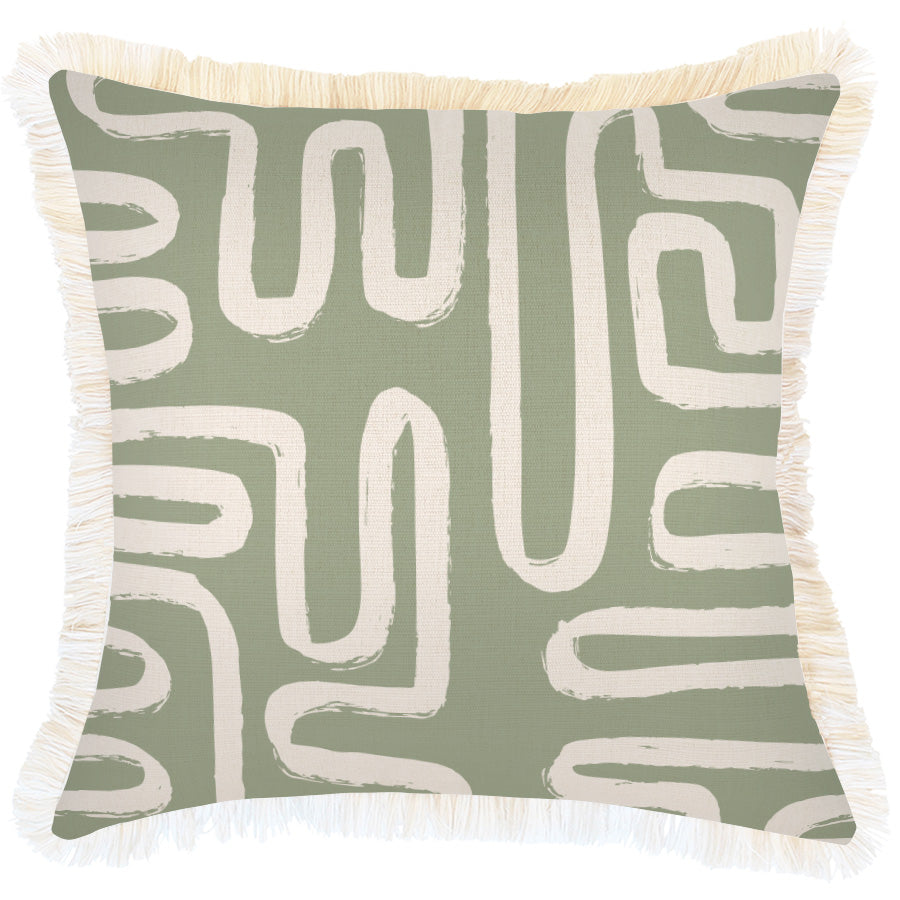 Cushion Cover-Coastal Fringe-Maze Sage-45cm x 45cm