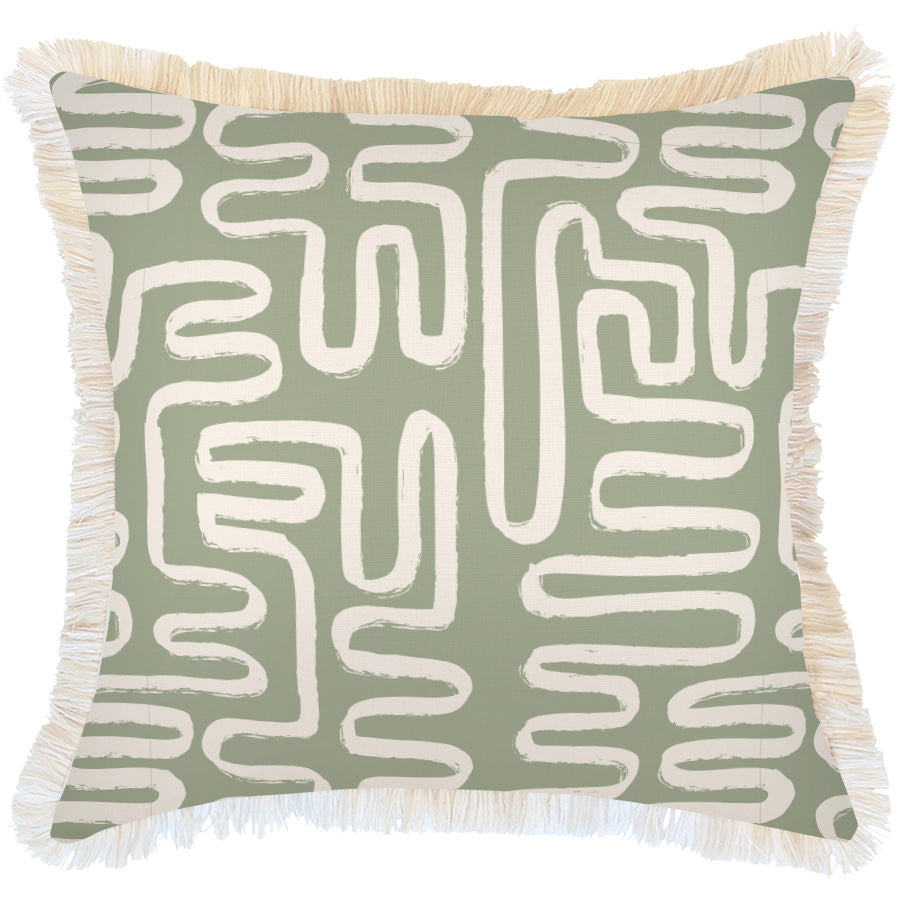 Cushion Cover-Coastal Fringe-Maze Sage-60cm x 60cm