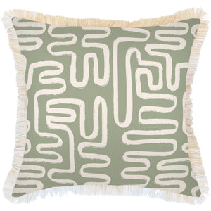 Cushion Cover-Coastal Fringe-Maze Sage-60cm x 60cm