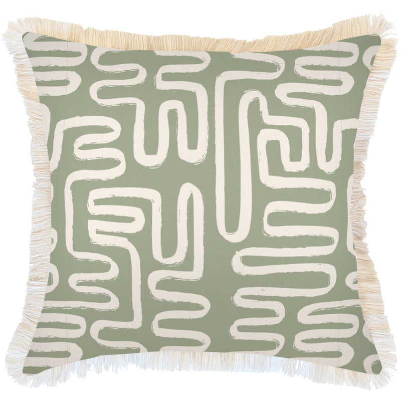 Cushion Cover-Coastal Fringe-Maze Sage-60cm x 60cm