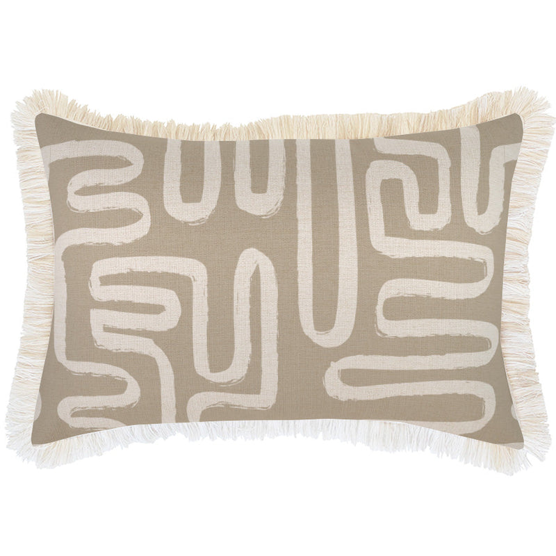 Cushion Cover-Coastal Fringe-Maze Taupe-35cm x 50cm