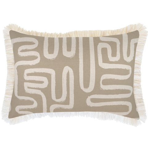 Cushion Cover-Coastal Fringe Natural-Coastal Coral Beige-35cm x 50cm