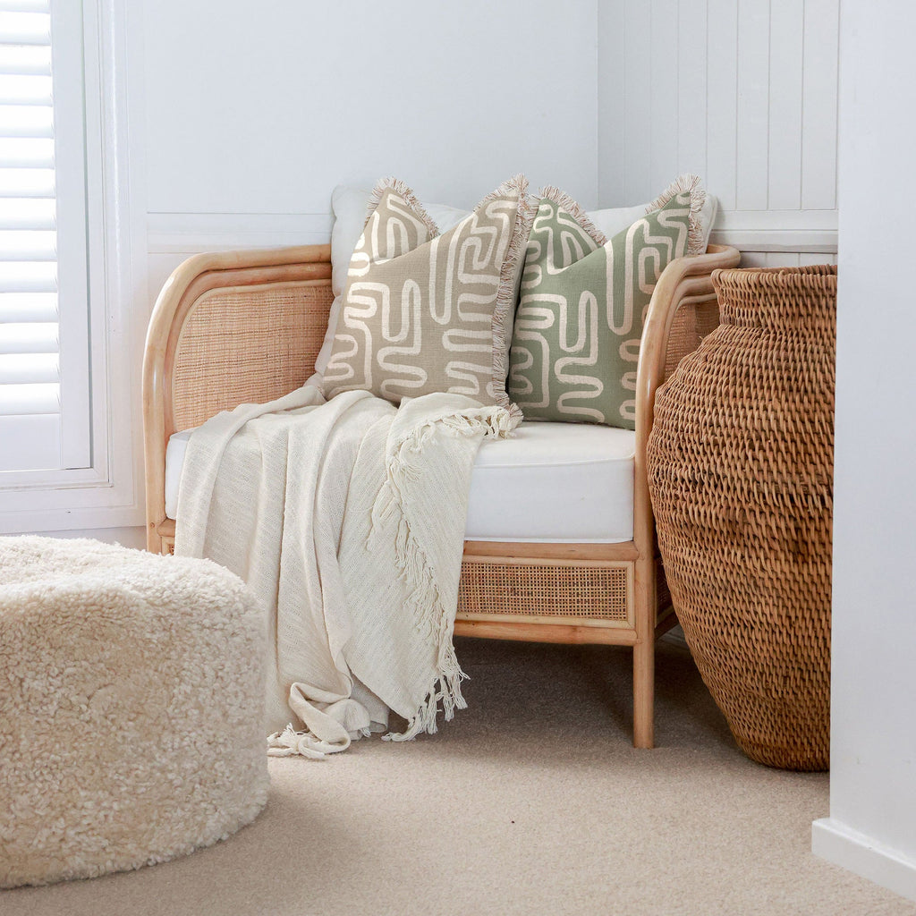 Cushion Cover-Coastal Fringe-Maze Taupe-60cm x 60cm