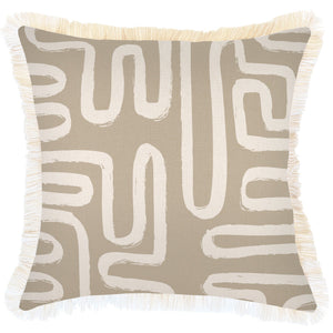 Cushion Cover-Coastal Fringe-Maze Taupe-45cm x 45cm