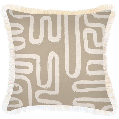 Cushion Cover-Coastal Fringe Natural-Coastal Coral Beige-35cm x 50cm