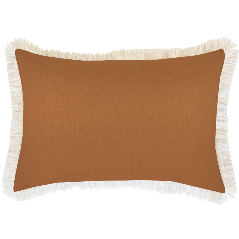 Cushion Cover-Coastal Fringe-Solid Rust-35cm x 50cm