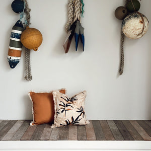 Cushion Cover-Coastal Fringe-Solid Rust-45cm x 45cm