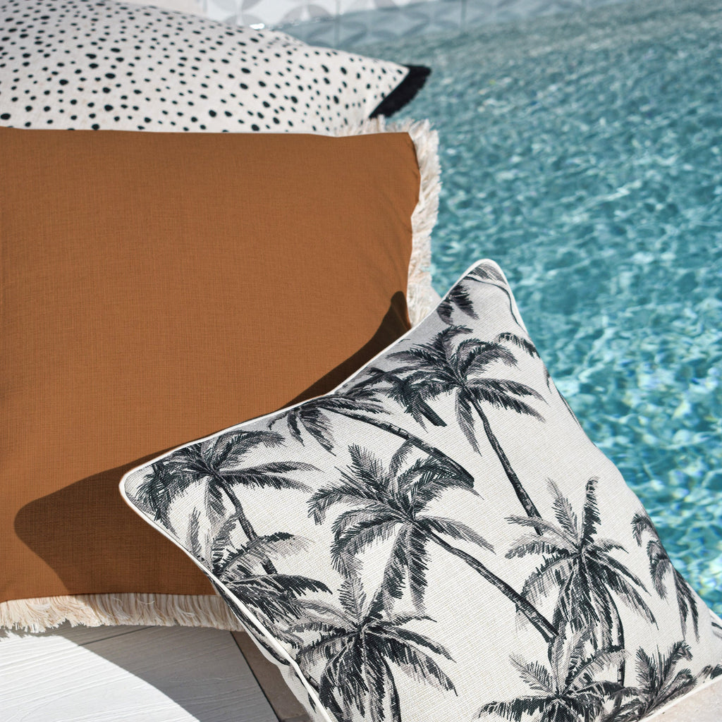 Cushion Cover-Coastal Fringe-Solid Rust-45cm x 45cm