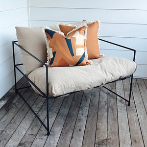 Cushion Cover-Coastal Fringe-Solid Rust-45cm x 45cm