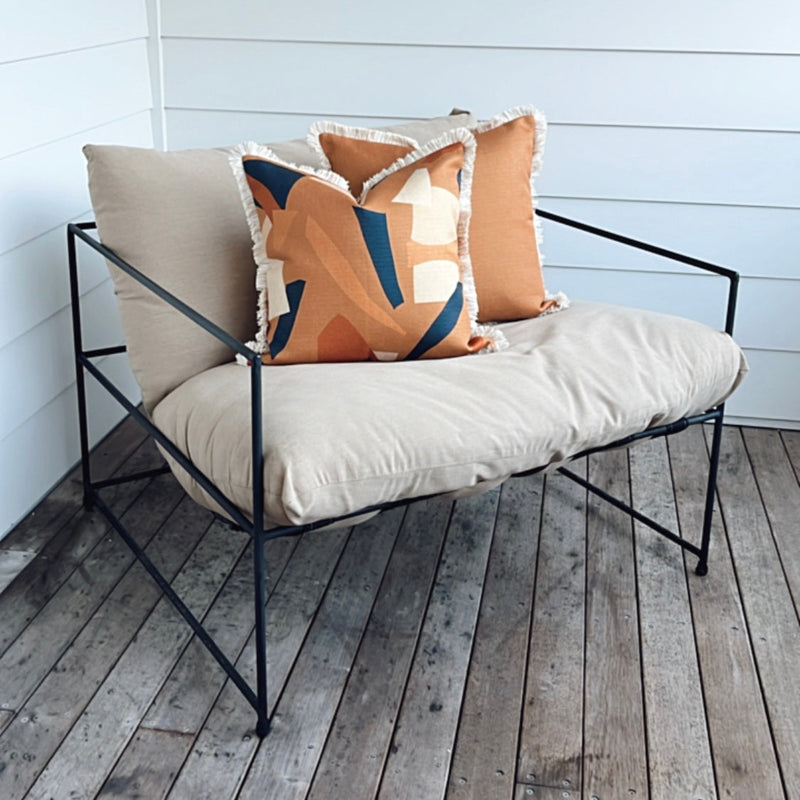 Cushion Cover-Coastal Fringe-Solid Rust-45cm x 45cm