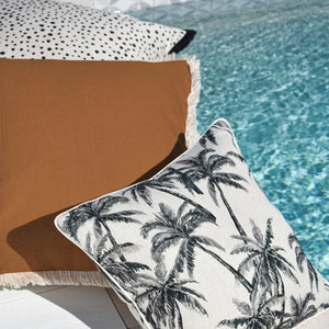 Cushion Cover-Coastal Fringe-Solid Rust-60cm x 60cm
