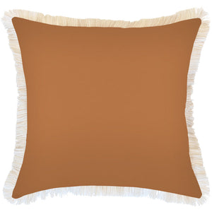 Cushion Cover-Coastal Fringe-Solid Rust-60cm x 60cm