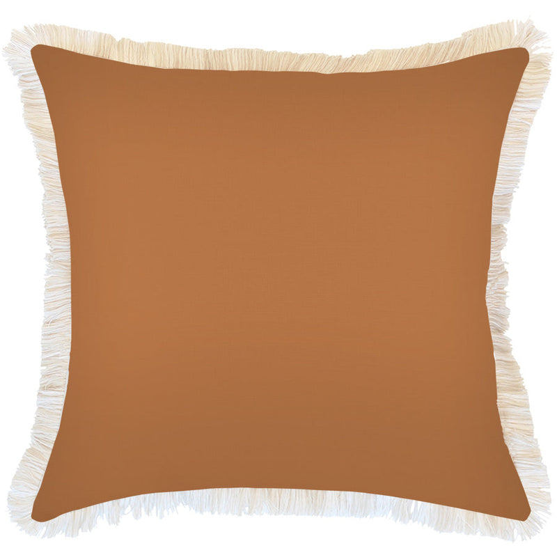 Cushion Cover-Coastal Fringe-Solid Rust-60cm x 60cm