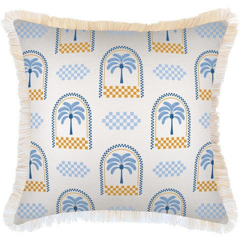 Cushion Cover-Coastal Fringe Deck-Stripe-Beige-45cm x 45cm