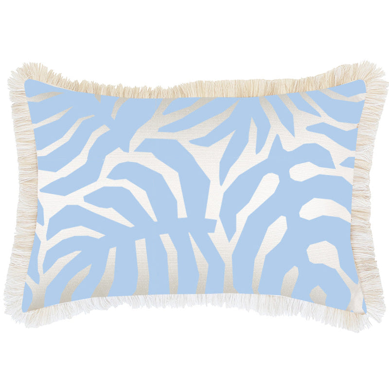Cushion Cover-Coastal Fringe-Casa Palms Blue White-35cm x 50cm