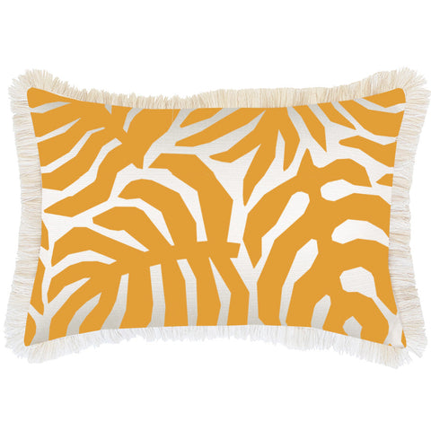 Cushion Cover-Coastal Fringe-Candy Stripe Mustard-35cm x 50cm