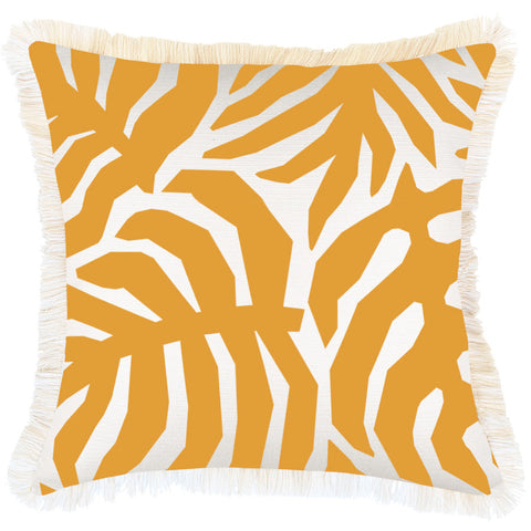 Cushion Cover-Coastal Fringe-Casa Palms Gold White-35cm x 50cm