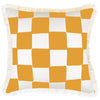 Cushion Cover-Coastal Fringe-Check Gold White-45cm x 45cm
