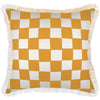 Cushion Cover-Coastal Fringe-Check Yellow White-60cm x 60cm