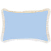 Cushion Cover-Coastal Fringe-Solid Blue White-35cm x 50cm