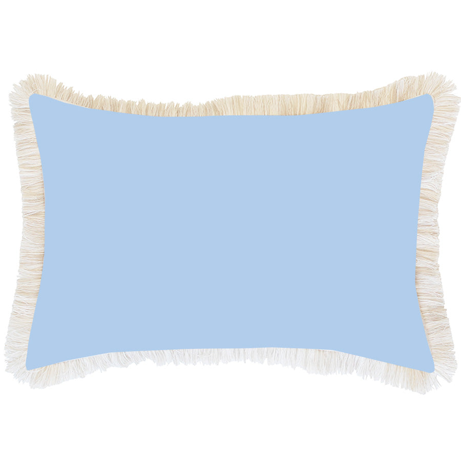 Cushion Cover-Coastal Fringe-Solid Blue White-35cm x 50cm