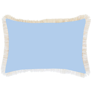 Cushion Cover-Coastal Fringe-Solid Blue White-35cm x 50cm
