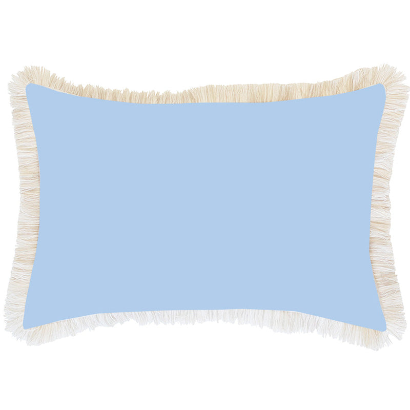 Cushion Cover-Coastal Fringe-Solid Blue White-35cm x 50cm