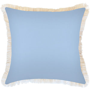 Cushion Cover-Coastal Fringe-Solid Blue White-60cm x 60cm