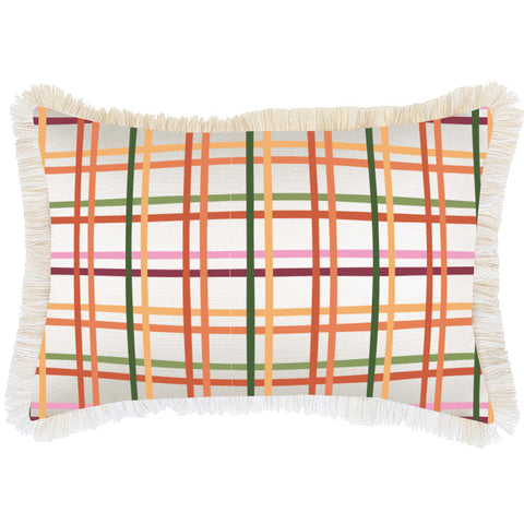 Cushion Cover-Coastal Fringe-Casa Palms Gold White-35cm x 50cm