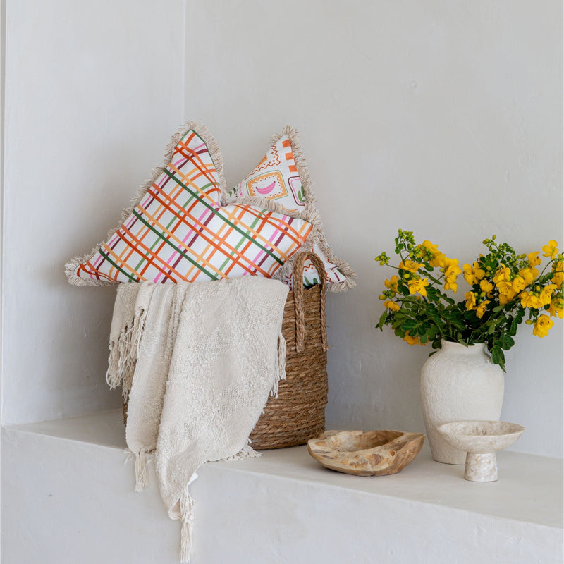 Cushion Cover-Coastal Fringe-Colour Mesh White-45cm x 45cm