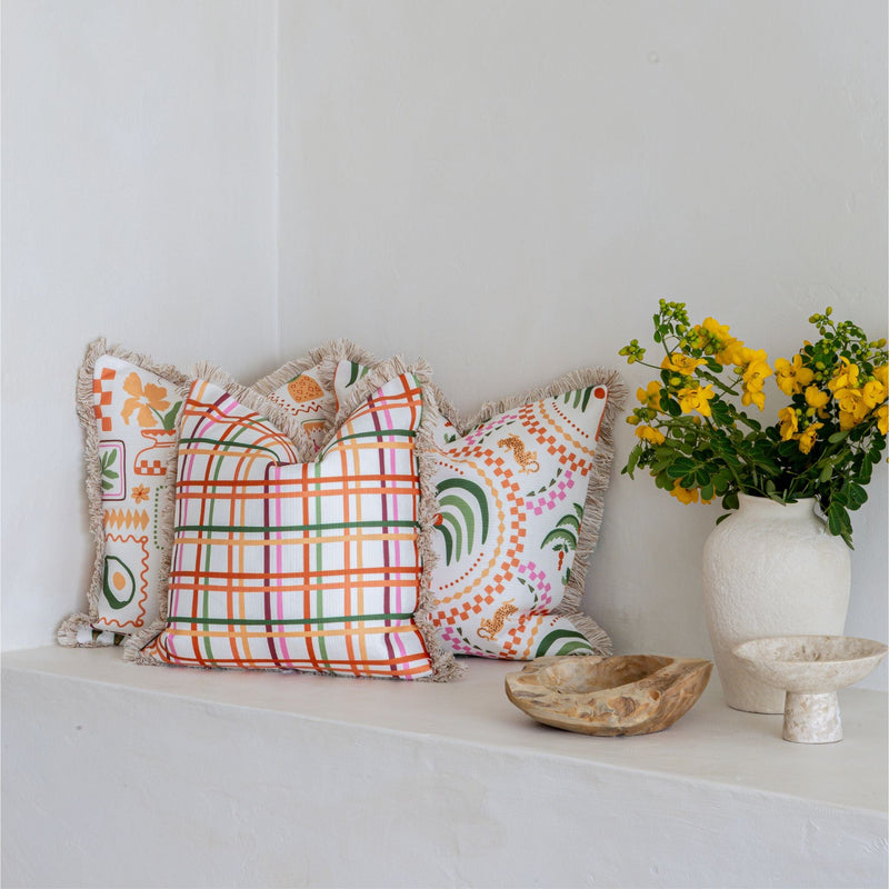 Cushion Cover-Coastal Fringe-Colour Mesh White-45cm x 45cm