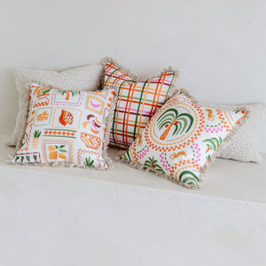 Cushion Cover-Coastal Fringe-Colour Mesh White-45cm x 45cm