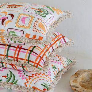 Cushion Cover-Coastal Fringe-Colour Mesh White-45cm x 45cm