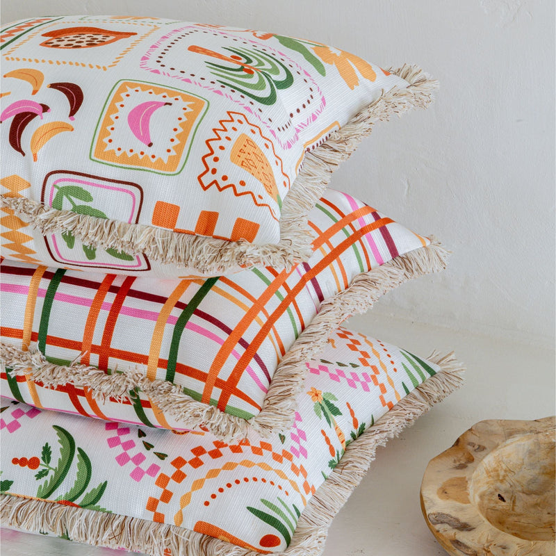 Cushion Cover-Coastal Fringe-Colour Mesh White-45cm x 45cm