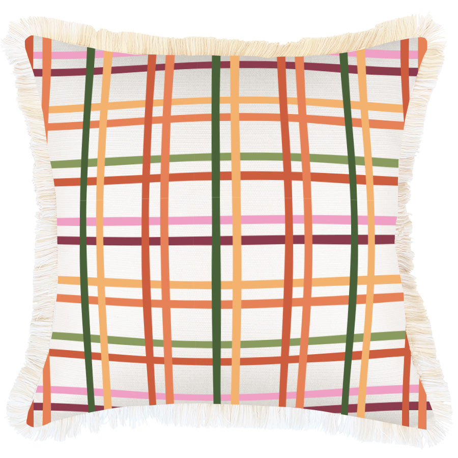 Cushion Cover-Coastal Fringe-Colour Mesh White-45cm x 45cm