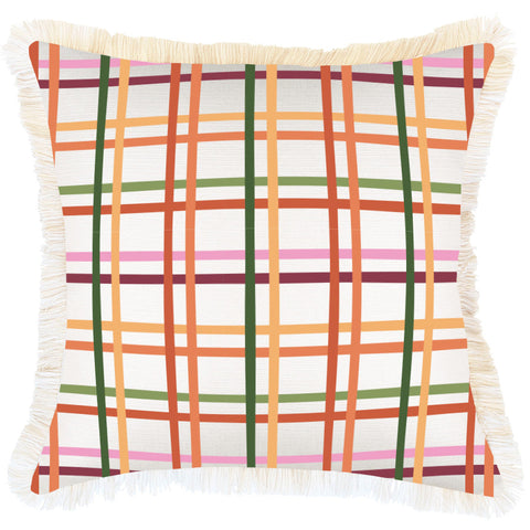 Cushion Cover-Coastal Fringe-Casa Palms Gold White-35cm x 50cm