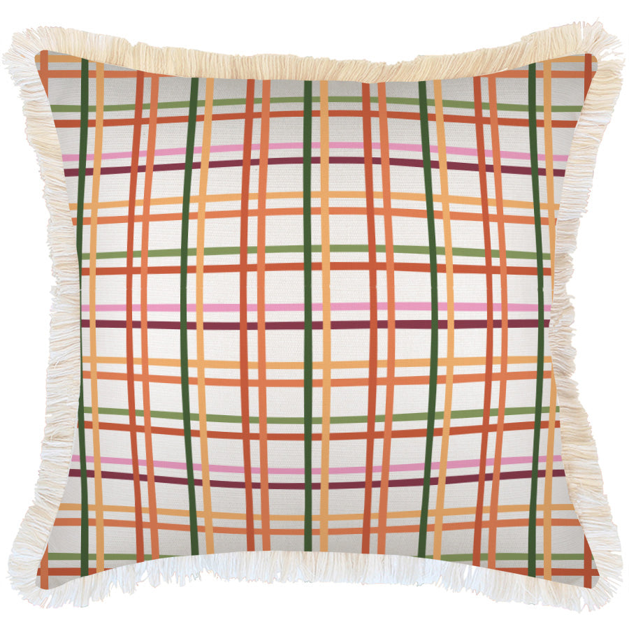 Cushion Cover-Coastal Fringe-Colour Mesh White-60cm x 60cm