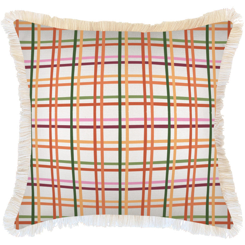 Cushion Cover-Coastal Fringe-Colour Mesh White-60cm x 60cm