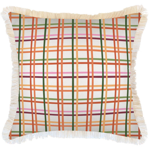 Cushion Cover-Coastal Fringe-Casa Palms Gold White-35cm x 50cm