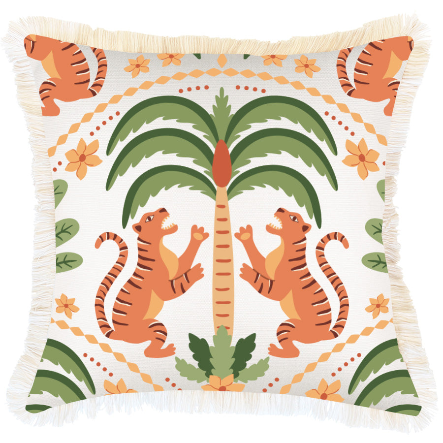 Cushion Cover-Coastal Fringe-Tiger Tree White-45cm x 45cm