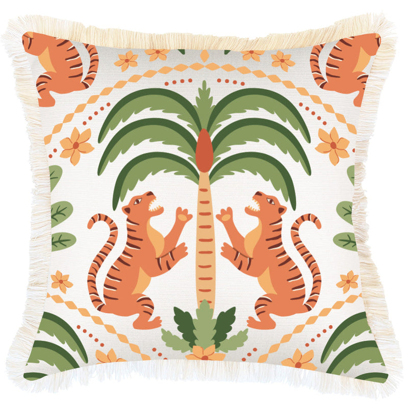Cushion Cover-Coastal Fringe-Tiger Tree White-45cm x 45cm