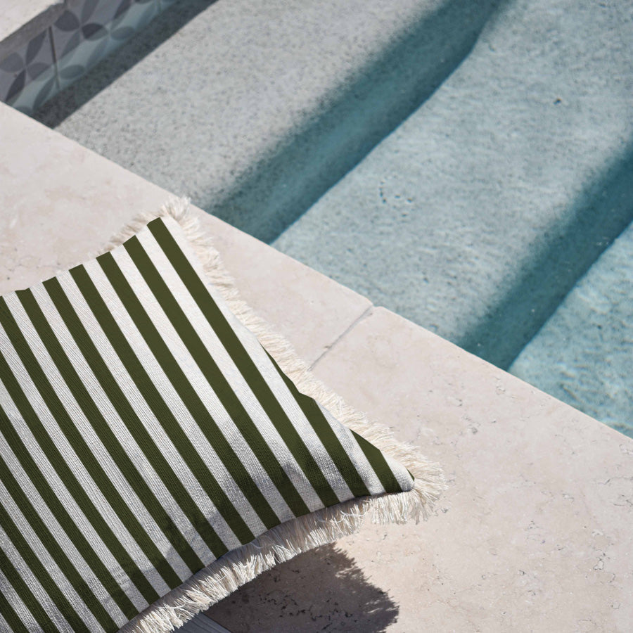 Cushion Cover-Coastal Fringe-Candy Stripe Eucalyptus-60cm x 60cm
