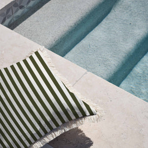 Cushion Cover-Coastal Fringe-Candy Stripe Eucalyptus-60cm x 60cm