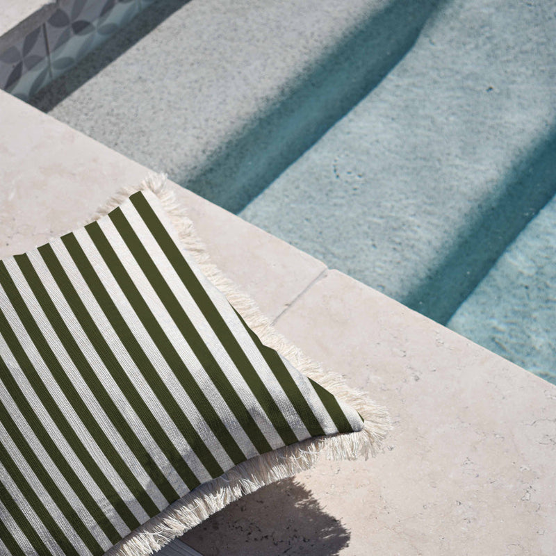 Cushion Cover-Coastal Fringe-Candy Stripe Eucalyptus-60cm x 60cm