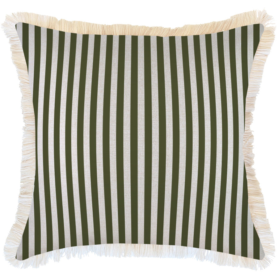 Cushion Cover-Coastal Fringe-Candy Stripe Eucalyptus-60cm x 60cm