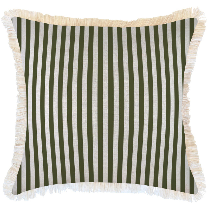 Cushion Cover-Coastal Fringe-Candy Stripe Eucalyptus-60cm x 60cm