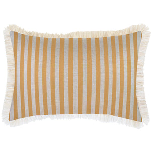 Cushion Cover-Coastal Fringe-Candy Stripe Mustard-35cm x 50cm